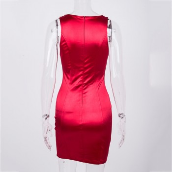 NewAsia Summer Red Dress Women Clothes 2019 Chic Curve Tank Stain Dress Woman Party Night Wear Elegant Slim Bodycon Mini Dress Red